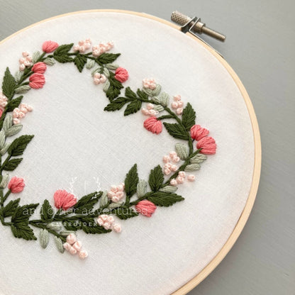 Embroidery Kit | Pink Floral Heart