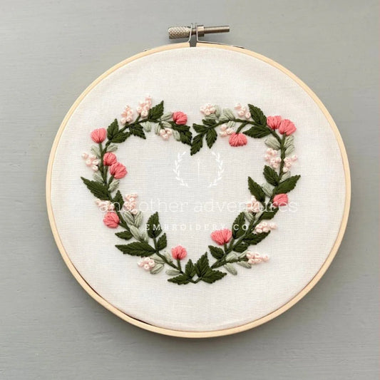 Embroidery Kit | Pink Floral Heart