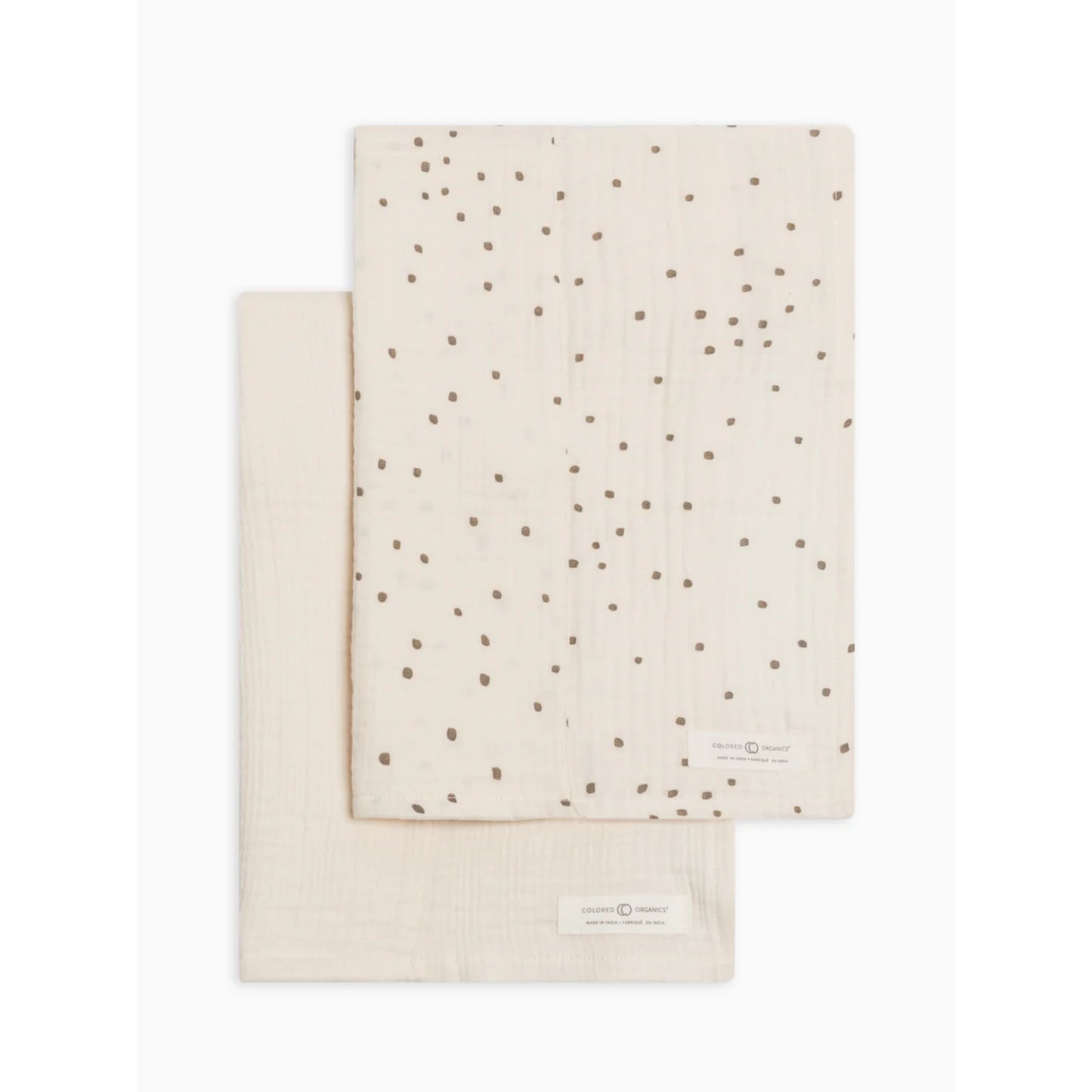 Organic Baby Muslin Burp Cloth (2-pack) | Taupe & Ginger Dot