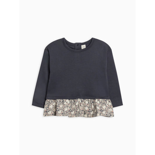 Lily Long Sleeve Ruffle Top | Navy / Floral