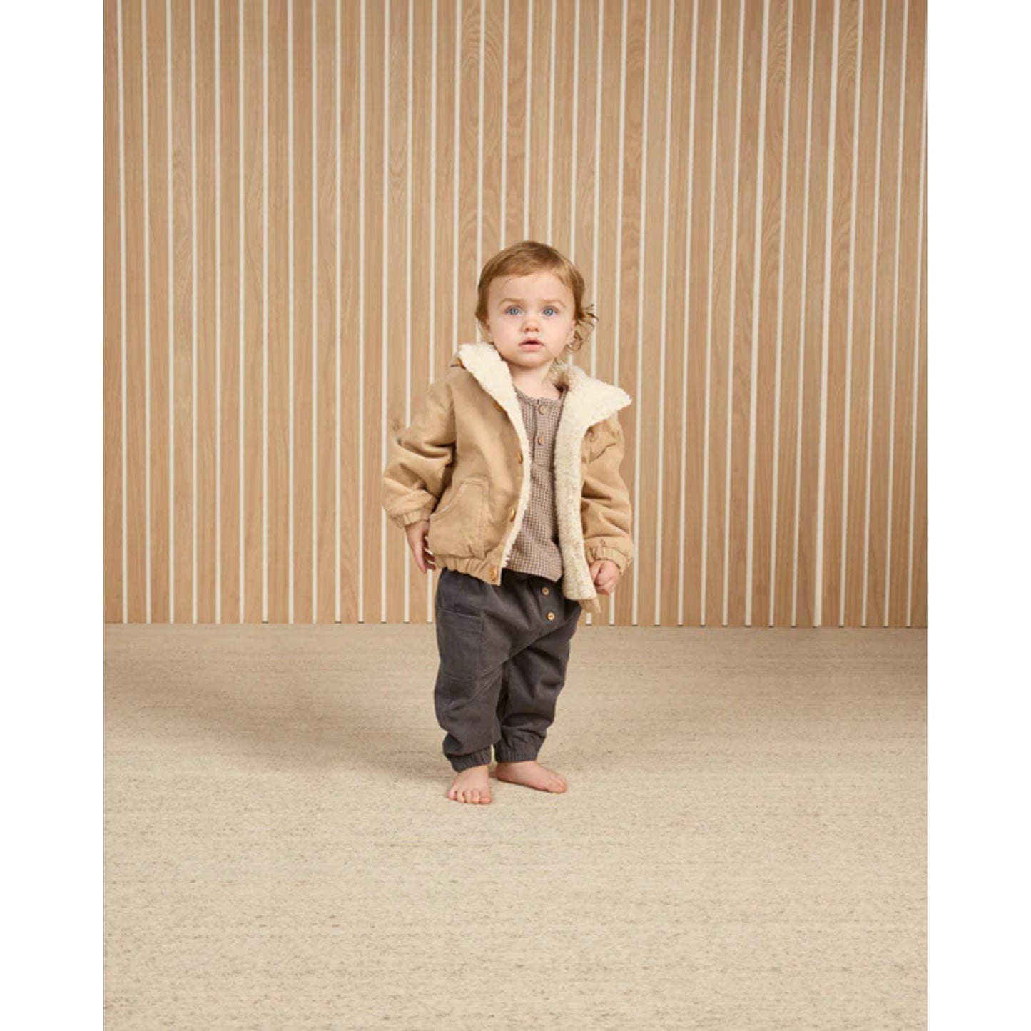 Corduroy Hooded Jacket | Latte