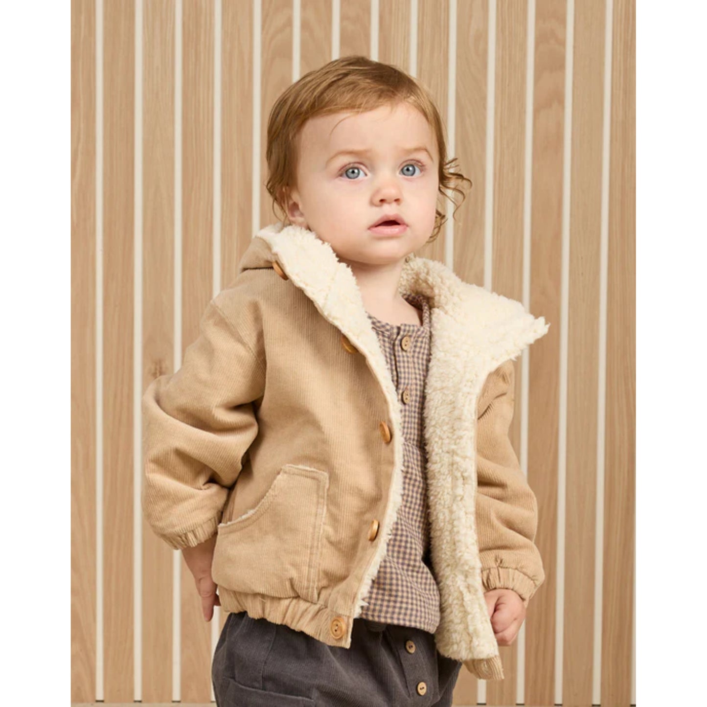 Corduroy Hooded Jacket | Latte