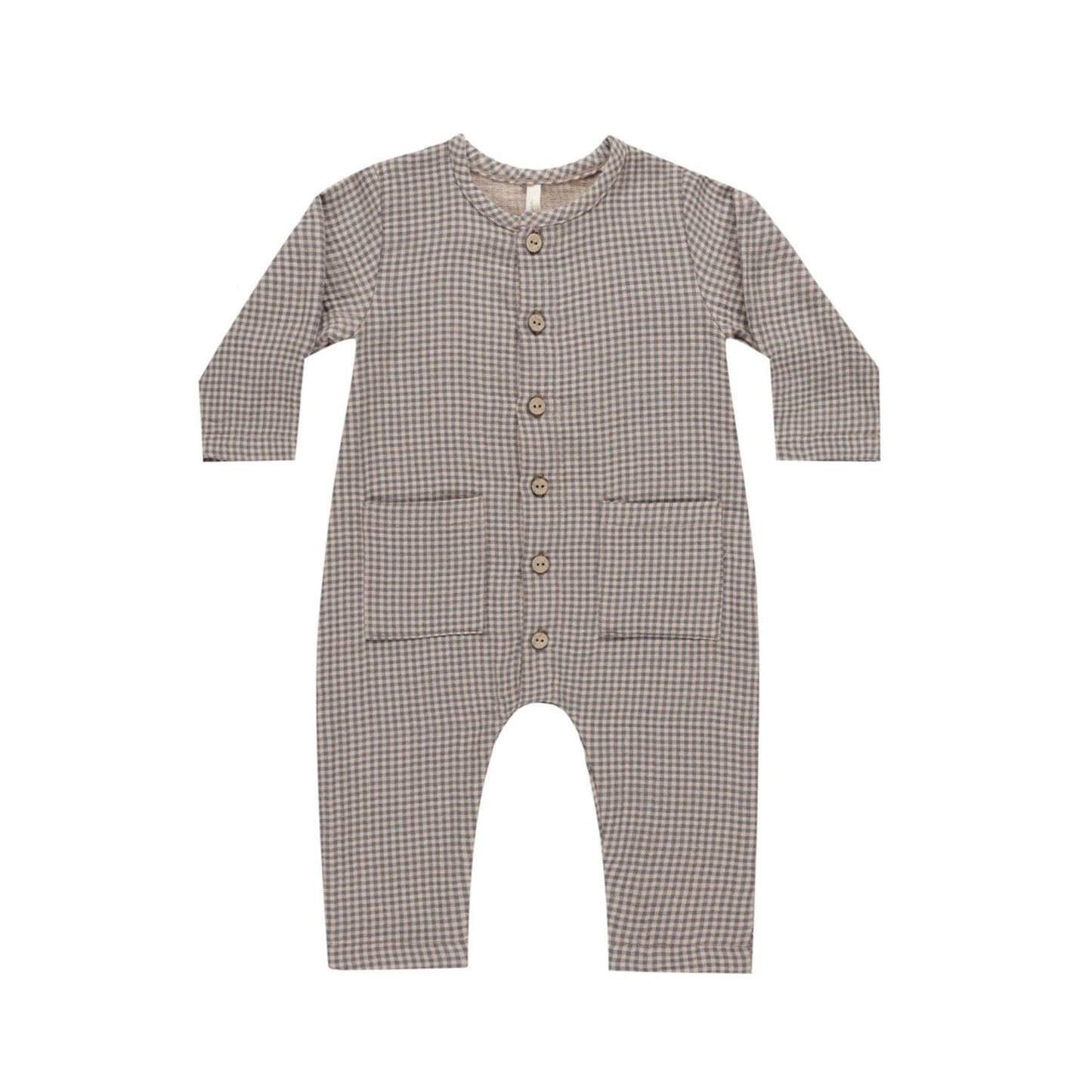 Pocketed Woven Jumpsuit | Indigo Gingham