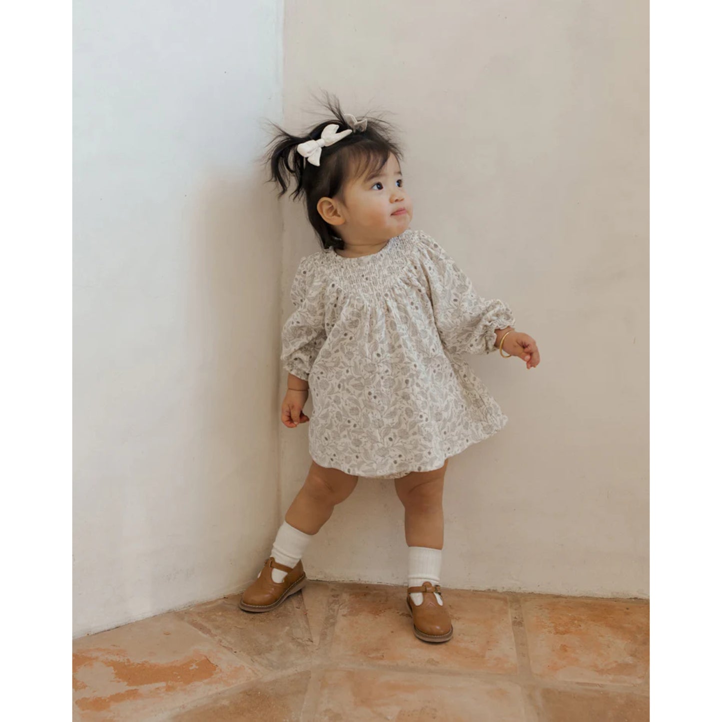 V Smocked Dress | Winter Floral