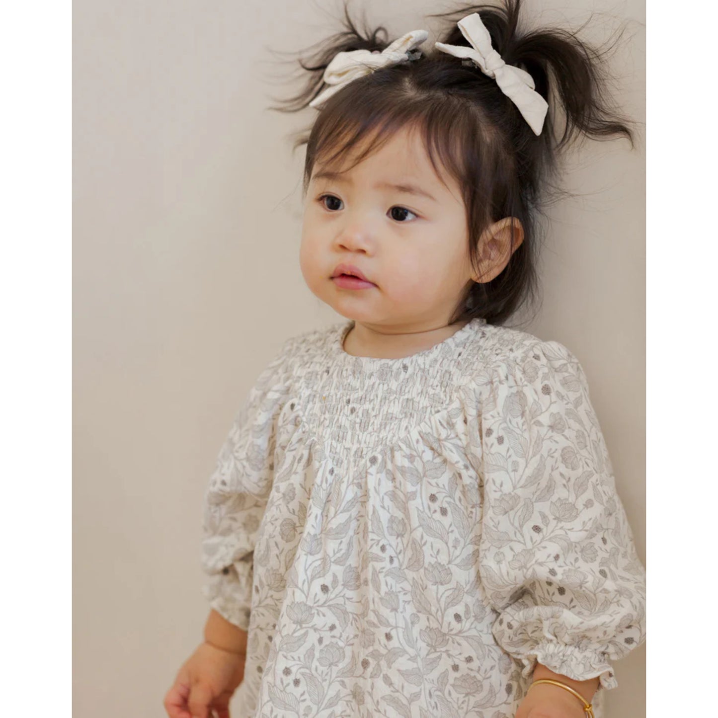 V Smocked Dress | Winter Floral