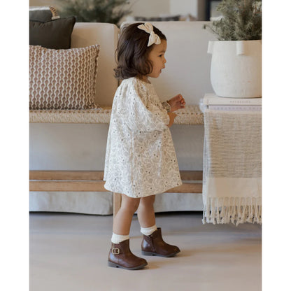 V Smocked Dress | Winter Floral